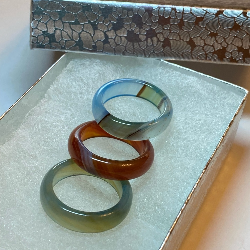Natural Agate Three Stackable Bands Ring - image 8